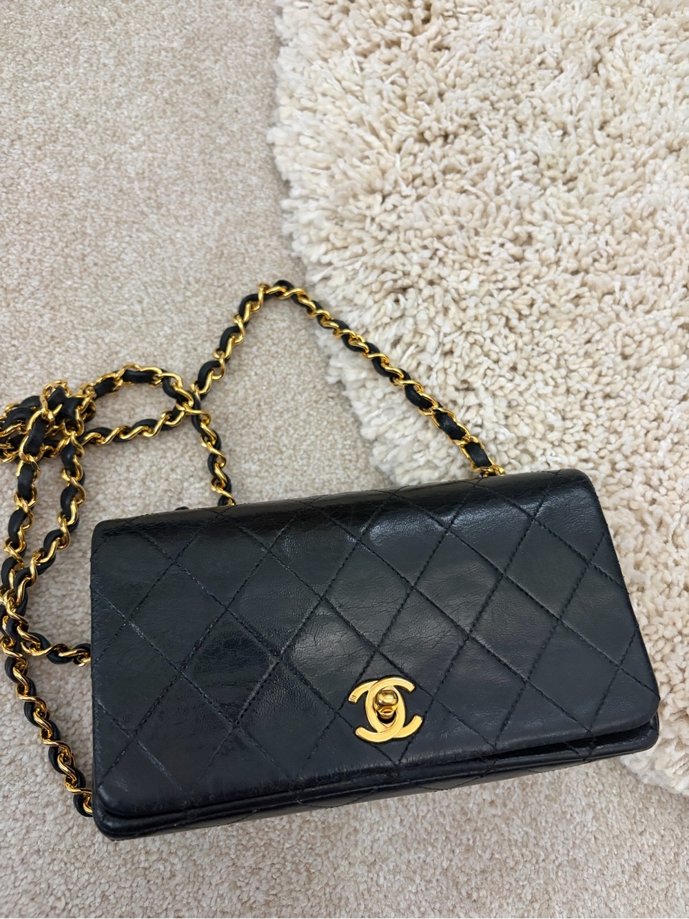 Chanel Black Quilted Single Flap Mini Rectangular Bag with 24K Gold Hardware